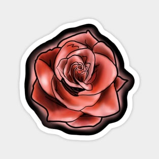 Red Rose Watercolor Art Magnet