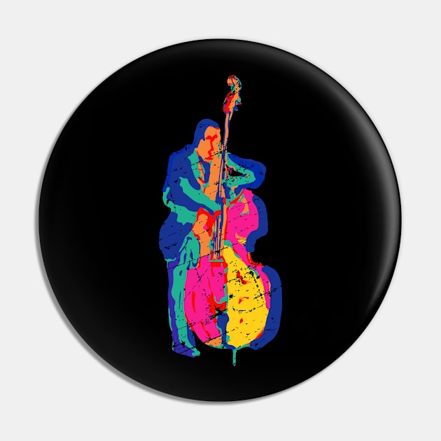 Colorful Double Bass Player Modern Style Pin by jazzworldquest