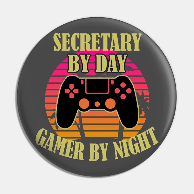 Secretary By Day Gamer By Night Pin by Trade Theory