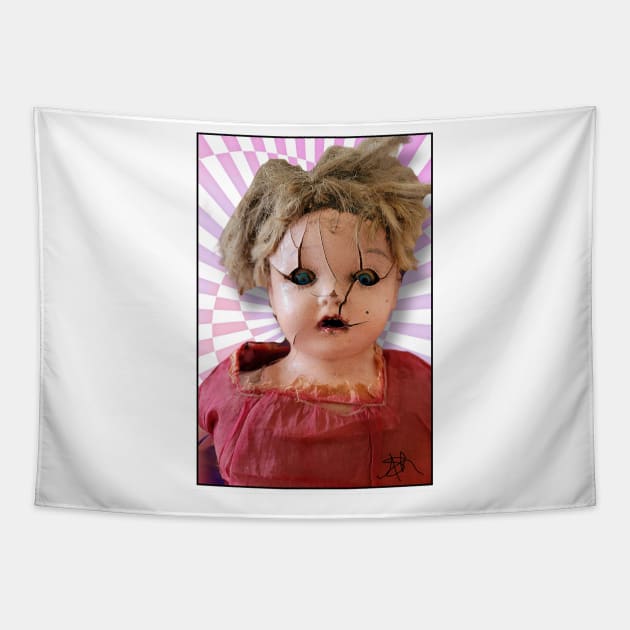 All Cracked Up Creepy Doll Tapestry by ALL ASH