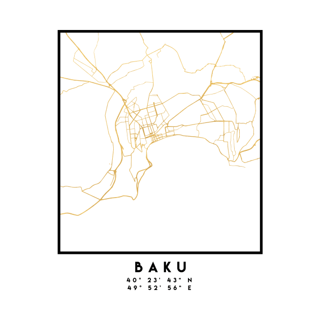 BAKU AZERBAIJAN CITY STREET MAP ART by deificusArt