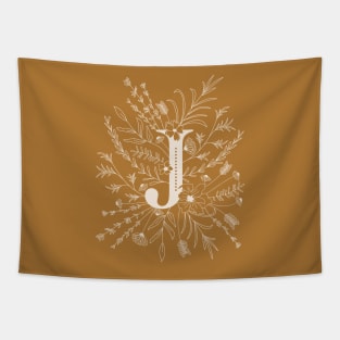 Botanical Letter J (Mustard Yellow) Tapestry