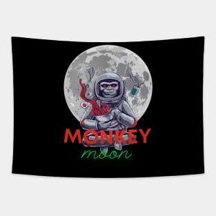 Monkey moon in space moon background Tapestry