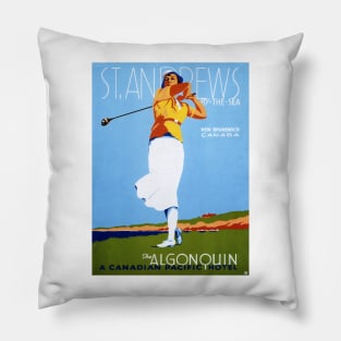 Golf St Andrews by the Sea The Algonquin Art Deco Hotel Vintage Pillow