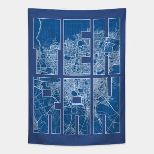 Tehran, Iran City Map Typography - Blueprint Tapestry