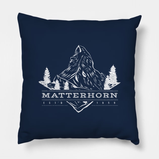 Matterhorn Mountain Est'd 1959 Pillow by Heyday Threads