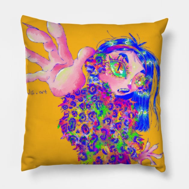 Cat girl Pillow by juulsart