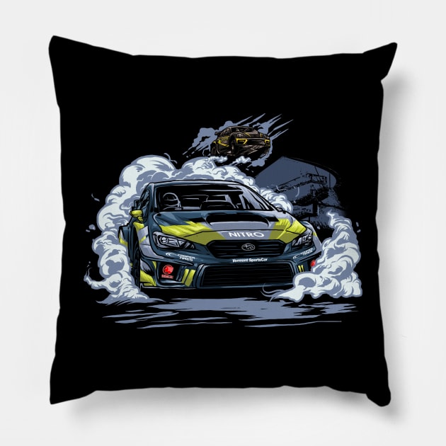 nitro rally cross car Pillow by Blueasri