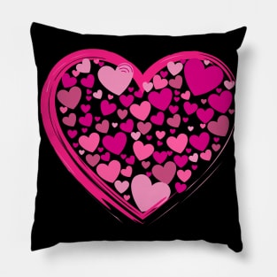 Cute Pink and Lilac Hearts in a Big Pink Heart Pillow