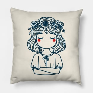 Flower Crown Girl Pillow