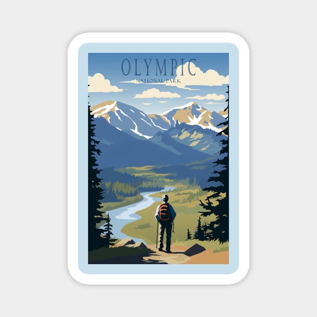 Olympic National Park Travel Poster Magnet by GreenMary Design