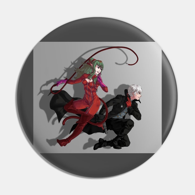 Robin and Tiki as Panther and Joker Pin by IUBWORKS