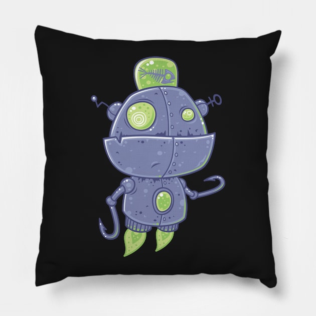 Fishing Robot Pillow by fizzgig