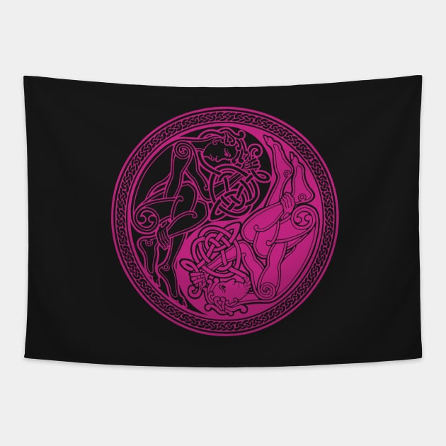 Celtic Yin Yang - pink Tapestry by Dysis23A