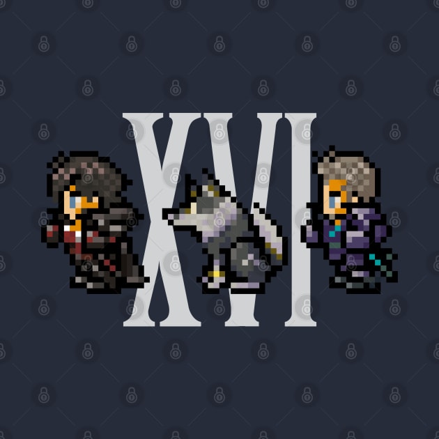 Clive, Torgal, and Cid XVI Design | FFXVI Pixel Party Members | Final Fantasy 16 | Dark Colors by AFKApparelGG