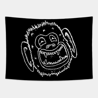 Monkeying Around White Outline Tapestry