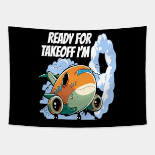 Ready for Takeoff I'm 9 - 9nd Birthday Boy Airplane Theme Tapestry