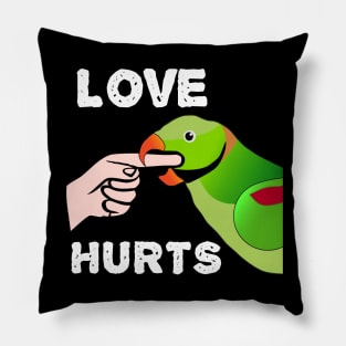 Love Hurts Indian Ringneck Male Parrot Biting Pillow