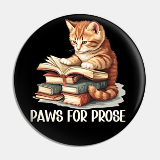 Funny Cat Reading a Book Gift for Cat Lovers and Book Readers Pin