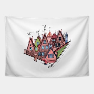 Color Medieval old town of Rothenburg ob der Tauber, Bavaria, Germany Tapestry