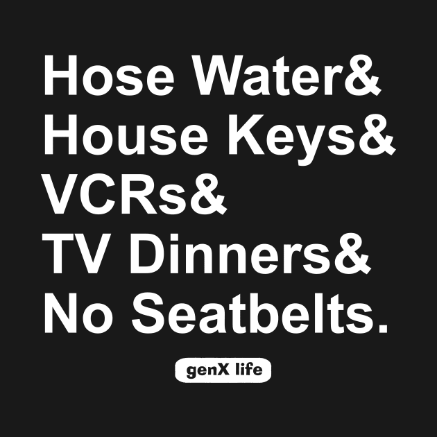 Hose Water and House Keys and TV Dinners and No Seat Belts by genX life