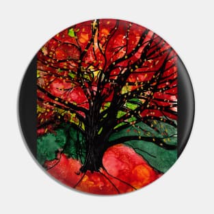 Blazing Red Orange Autumn Tree Pin