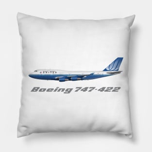 United Airlines 747-400 Blue Tulip Shirt Version Pillow