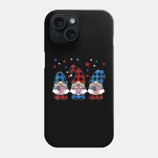 Three Gnomes Holding Leopard Heart Flag 4th Of July Phone Case