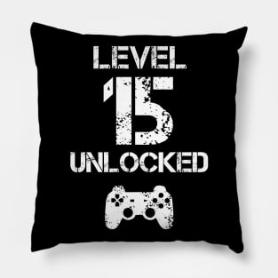 Level 15 Unlocked T-Shirt - 15th Birthday Gift Pillow