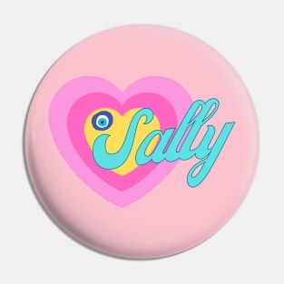 Sally in Colorful Heart Illustration with Evil Eye Pin