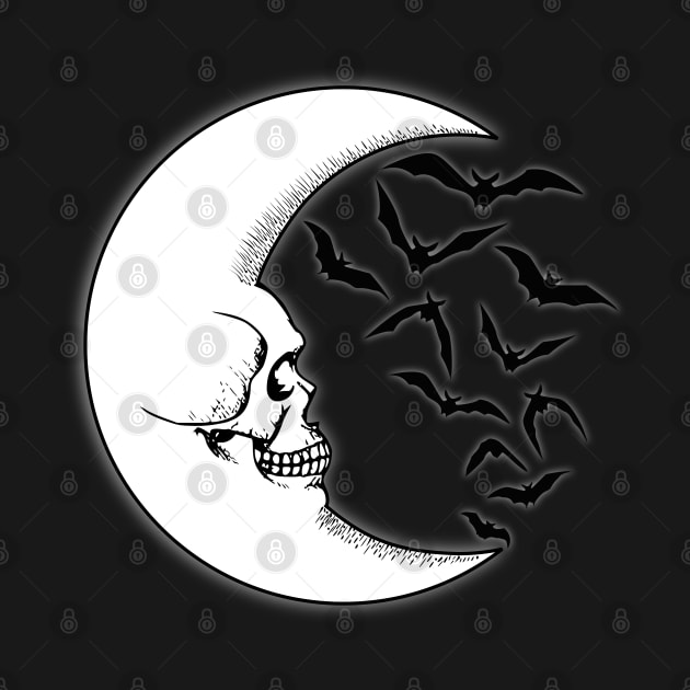 Skull Moon with Bats by RavenWake