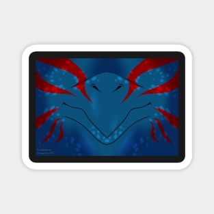 Blue with Red Stripes Dragon Mask Magnet