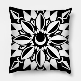 Abstract Moon Flower Print (White) Pillow