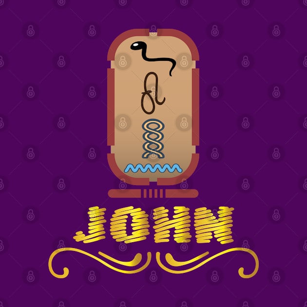 JOHN-American names in hieroglyphic letters-JOHN, name in a Pharaonic Khartouch-Hieroglyphic pharaonic names by egygraphics