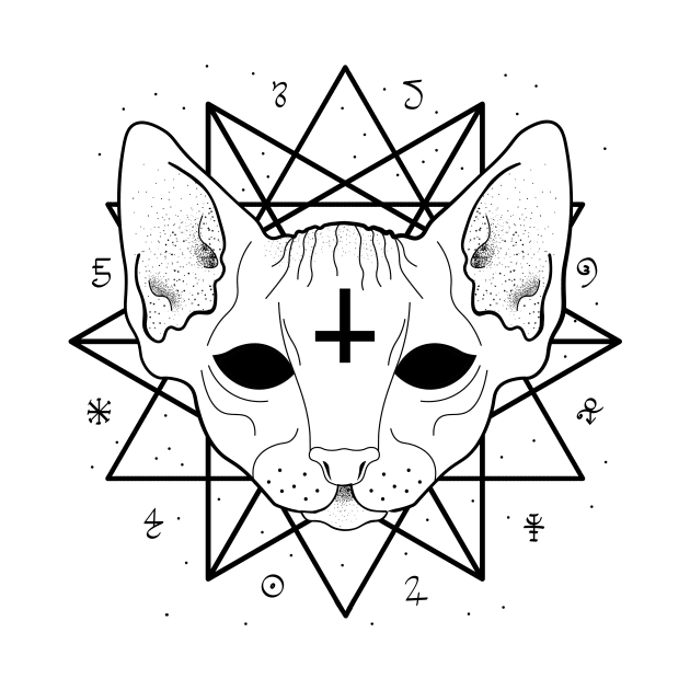 Occult Cat Sacred Geometry by Foxxy Merch