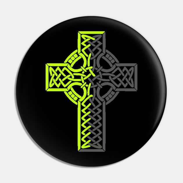 Celtic Cross of green and gray Pin by NovaOven