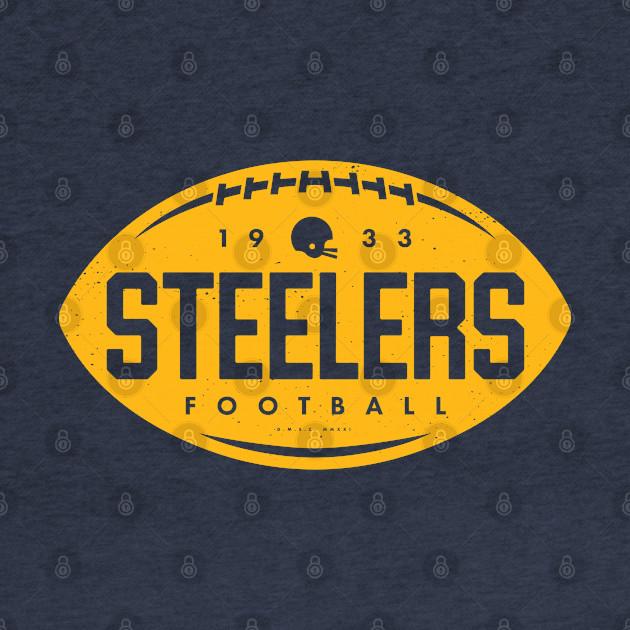 Discover Vintage Football Shape - Pittsburgh Steelers (Yellow Steelers Wordmark) - Pittsburgh Steelers - T-Shirt