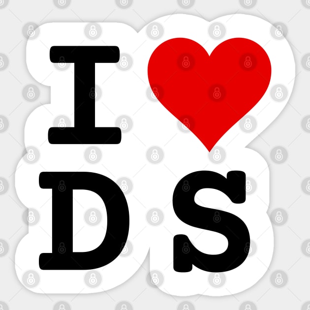 I Love DS | Stylized Abbreviation Heart Logo Black - Data Science - Sticker  | TeePublic