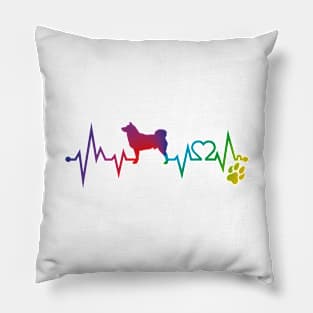 Shiba inu  Colorful Heartbeat, Heart & Dog Paw Pillow