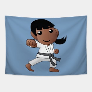 Karate Girl Punch Kawaii Cute Anime Cartoon Character Tapestry