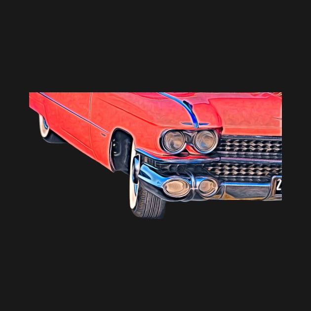 Pink Cadillac Watercolor Painting by TheRelaxedWolf