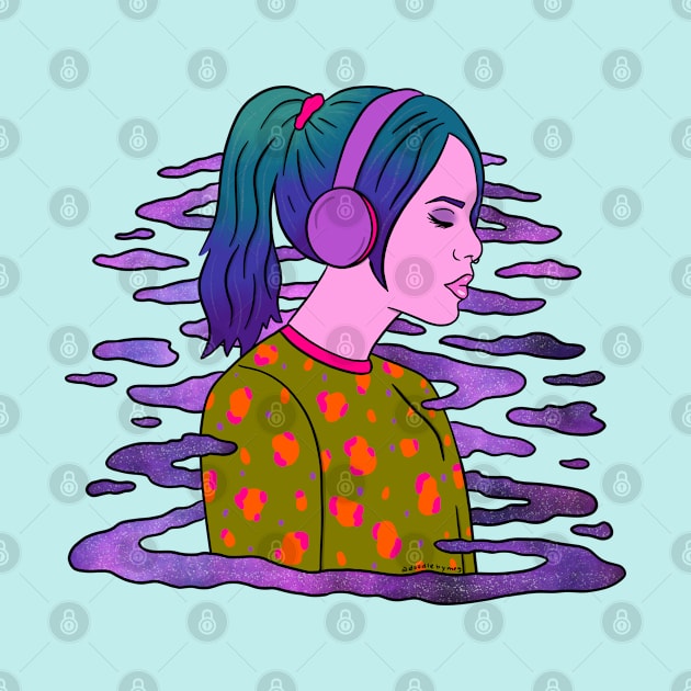 Girl in Headphones by Doodle by Meg