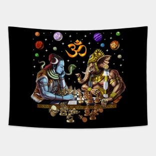 Shiva vs Ganesha Hindu Chess Tapestry