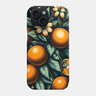 Orange Floral Illustration Phone Case