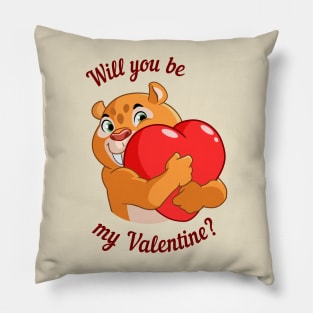 sabertooth tiger holding a heart Pillow