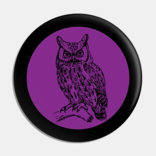 Halloween Owl, Portents, Omens, Signs, and Fortunes - Purple and Black Style Pin