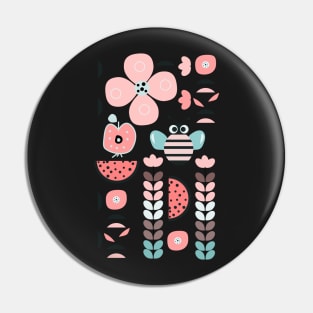 Funny bee and fruits Pin