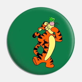 Tiger with Awareness Ribbon Butterfly (Green) Pin