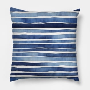 Indigo blue watercolor stripes Pillow