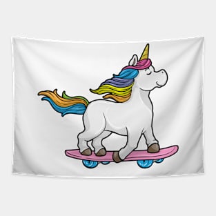 Unicorn as Skater with Skateboard Tapestry